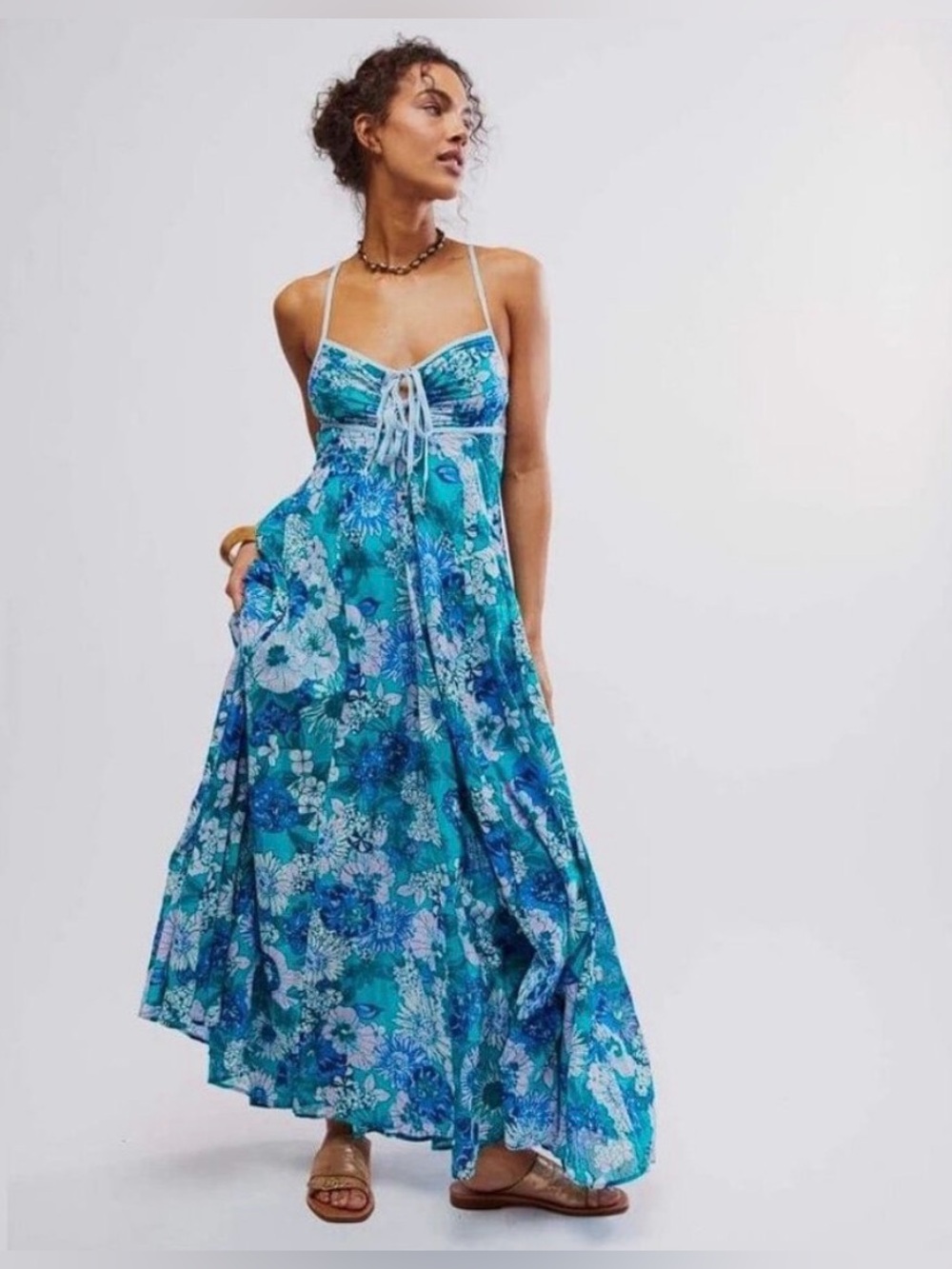 🆕 NWT Free People Dream Weaver Maxi Aqua Combo Size Small